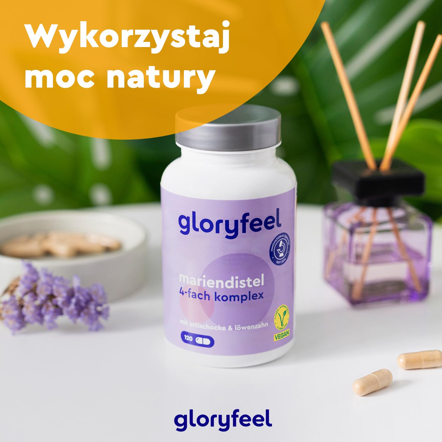 Ostropest plamisty (500 mg) z karczochem (400 mg), mniszkiem lekarskim (150 mg) i desmodium (50 mg) - Wysoka zawartość sylimaryny - 120 kapsułek - Testowane i wyprodukowane w Niemczech bez dodatków