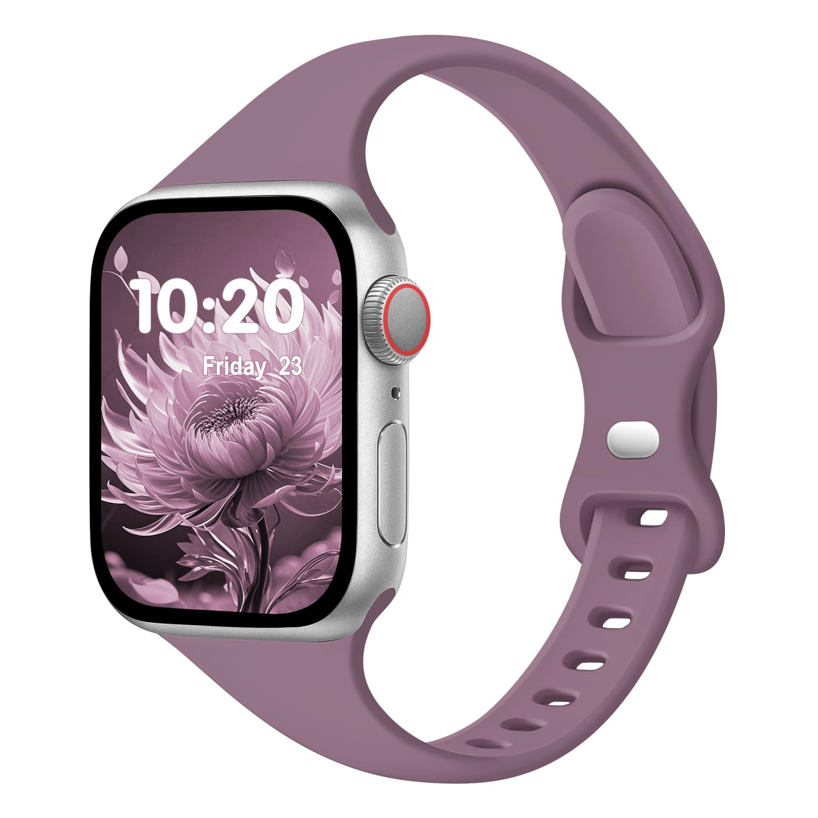 Slim Band Compatible with Apple Watch Bands 38mm 40mm 41mm 42mm 44mm 45mm 49mm for Women Men,Soft Thin Narrow Silicone Sport Strap Wristbands for iWatch Series12 11 10 9 8 7 6 5 4 3 2 1 SE Ultra/Ultra 2 Smoke violet
