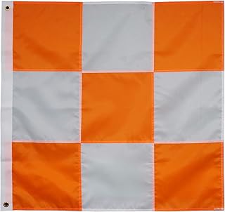 Premium Airport Flag Orange and White 36 x 36 Inch- Longest Lasting Oxford Nylon 210D | Edge Double Row Reinforcement Suture | Airfield Vehicle Safety Flags Decoration Gift Yard House Banner