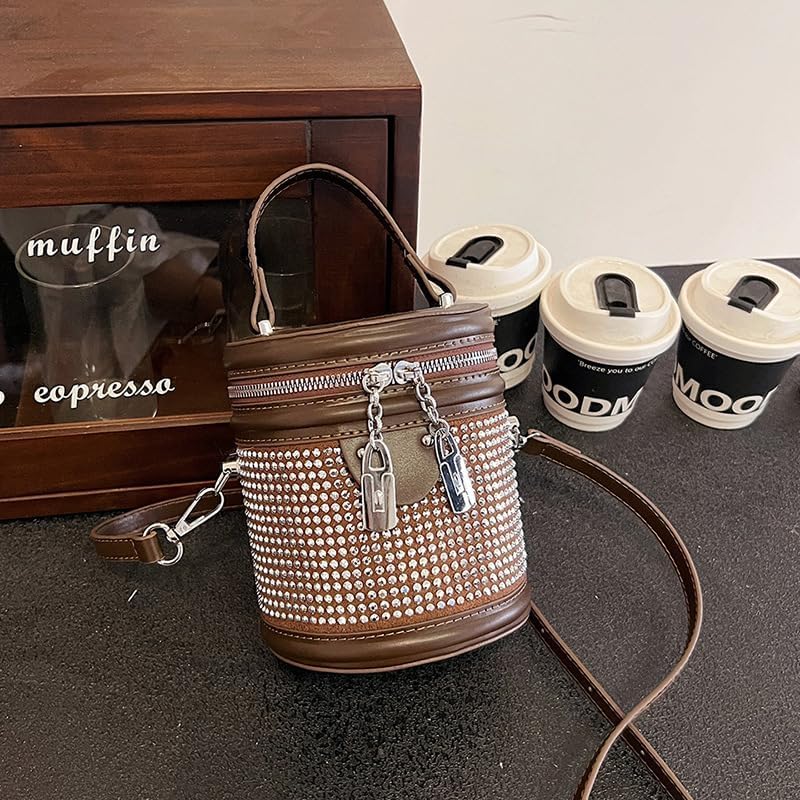 Miniatura 6 de Bolso cubo con diamantes de imitación  Bolso de mano y cruzado de moda, bolso de hombro de piel sintética brillante para mujer 31