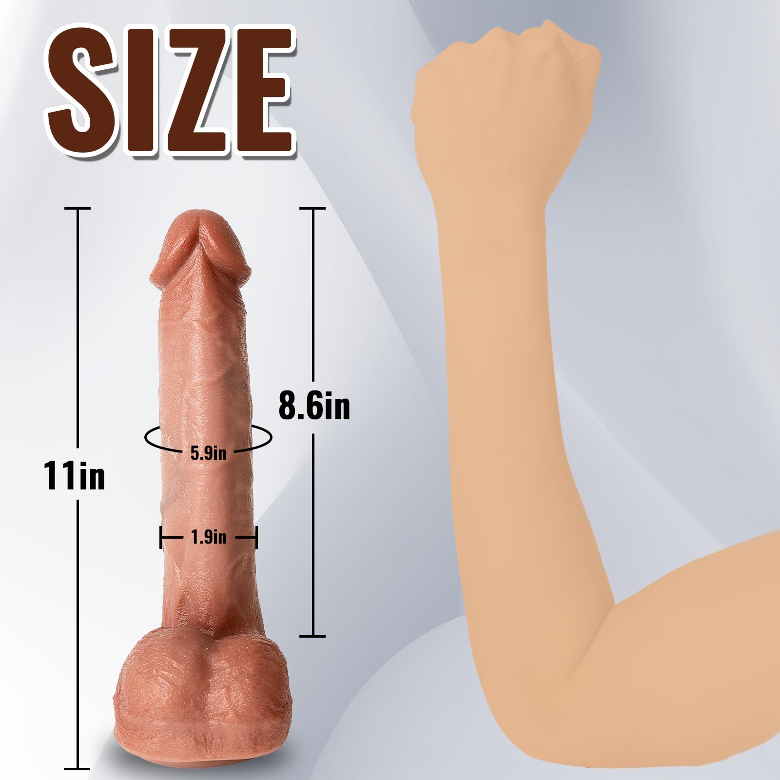 10 Inch Realistic Big Black Dildo - Huge Thick Dual-Density Silicone Anal Dildo, Strap on Dildo with Suction Cup, XL Large Girthy Giant Riding Dildos for Men Women Gay, Adult Sex Toys & Games: Flesh 11 inches