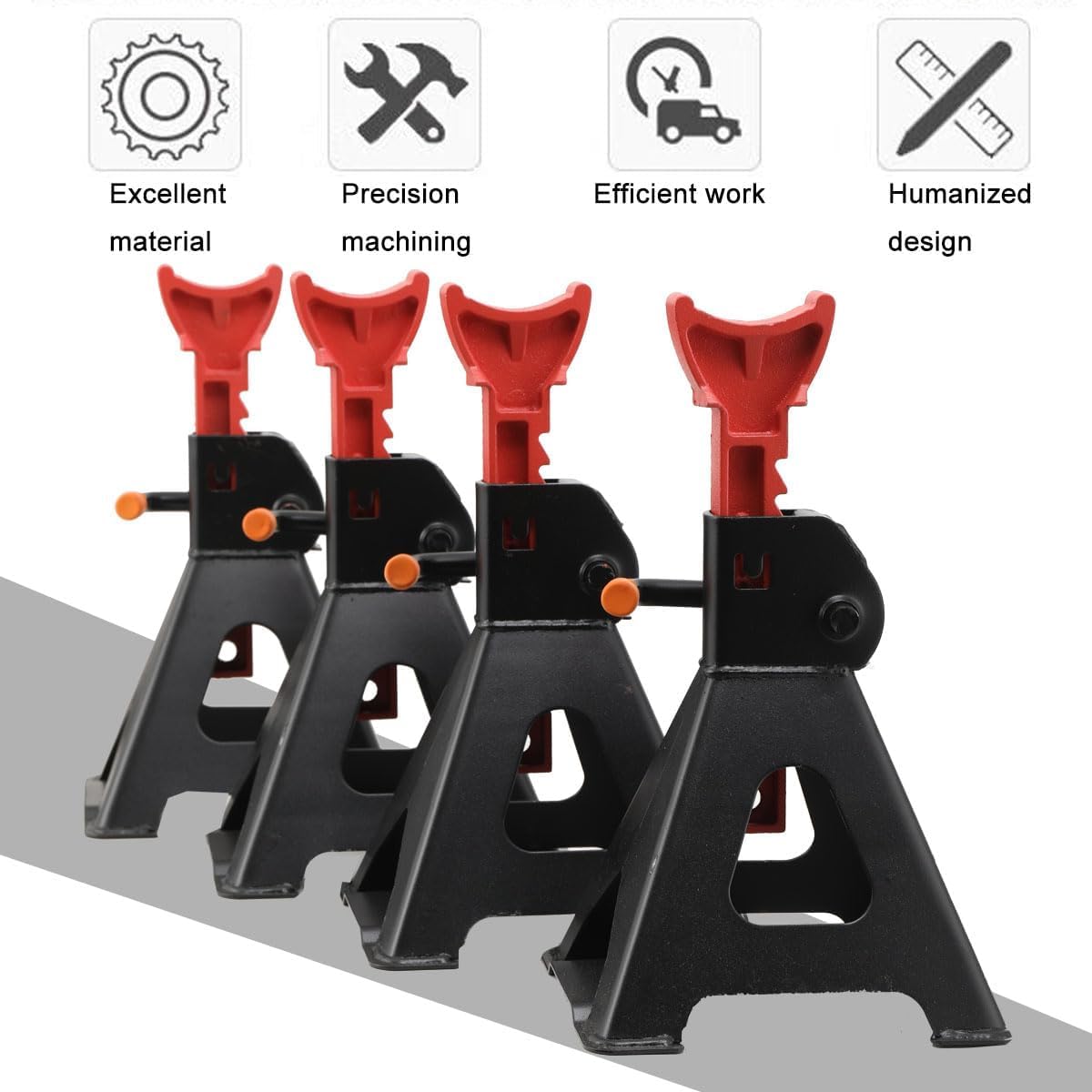 Lot de 4 Chandelles de Levage Réglable Capacité 3 Tonnes, 4 Crics et Chandelles Voitures Hauteur de Levée 275-415 mm Support de Voiture Chandelles Stabilisateurs pour Caravanes