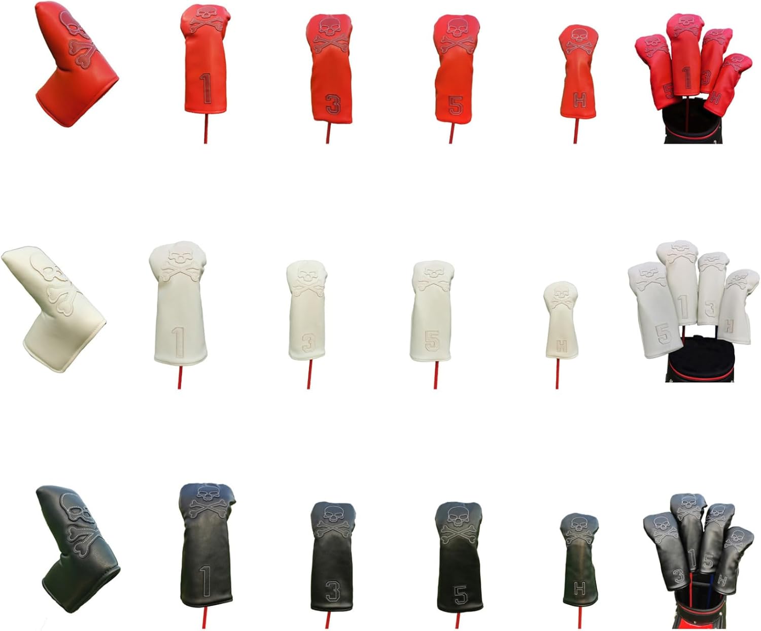 Hedmy Modern Skull Golf Club Headgear Protective Sleeve Fit Driver Fairway Hybrid Wear-Resistant Golf Accessory