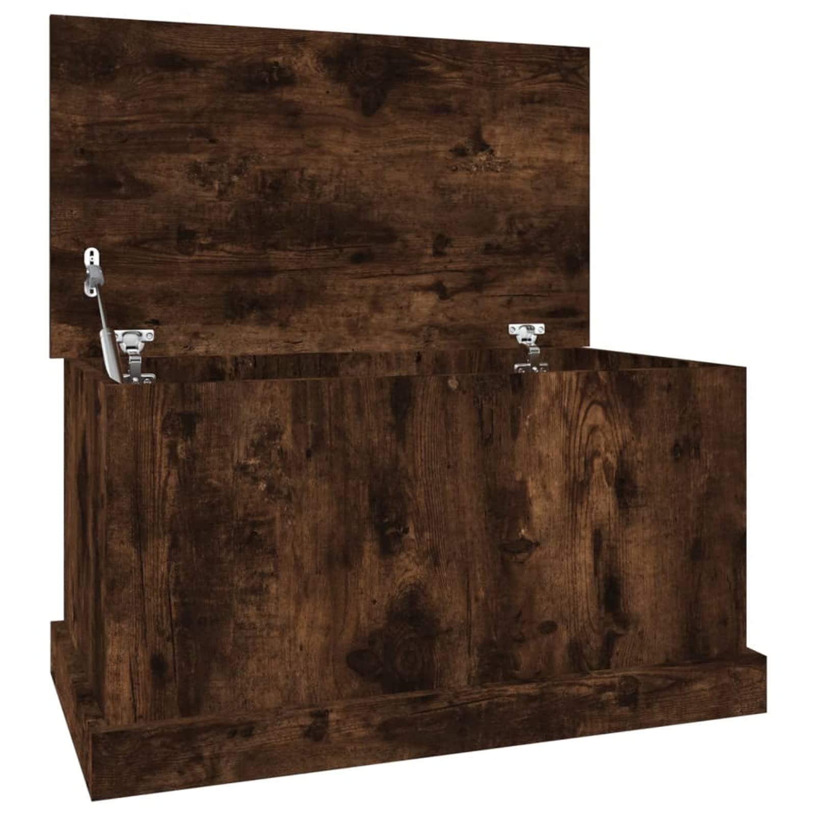 Homgoday Truhe mit Deckel Holztruhe Holzkiste Aufbewahrungstruhe Aufbewahrungsschrank für Flur Schlafzimmer Wohnzimmer Räuchereiche 70x40x38 cm Holzwerkstoff