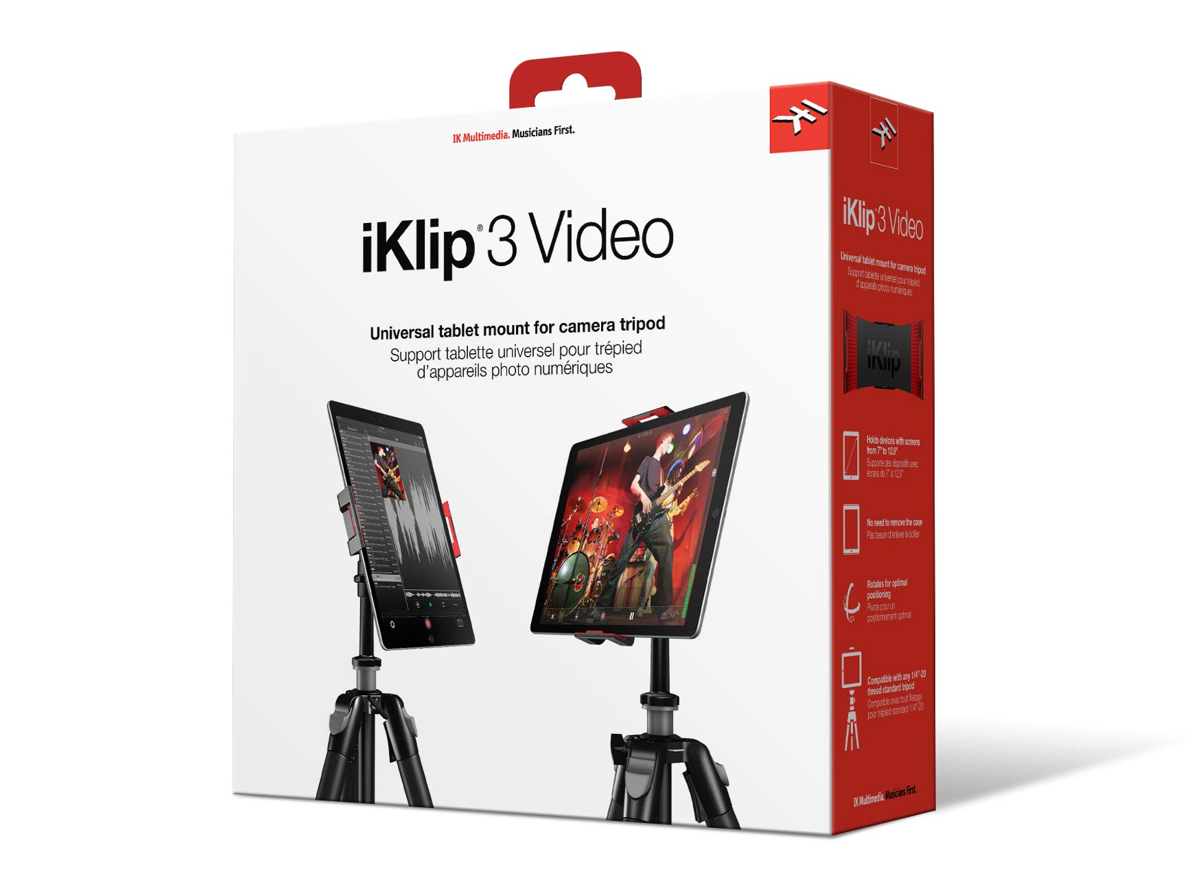IK Multimedia iKlip 3 Video – uchwyt statywu do iPada i tabletu, przegub kulowy, uchwyt statywu do aparatu, statywu monopodowego lub innych podpórek