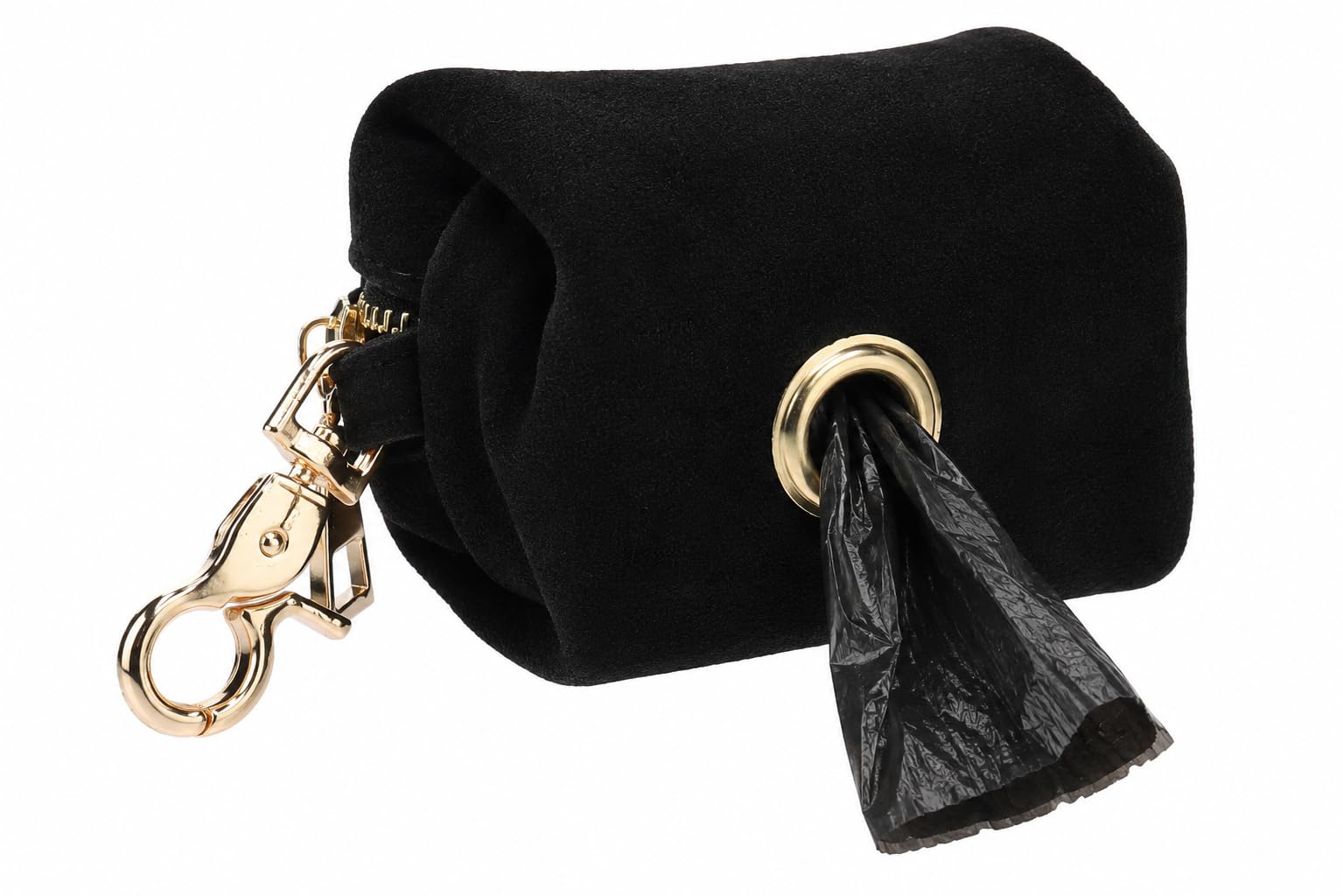 Flamingo Dozownik do torby na odchody Sueda Black - 8x5x5cm - 1 rolka w zestawie - z zamkiem błyskawicznym i karabińczykiem