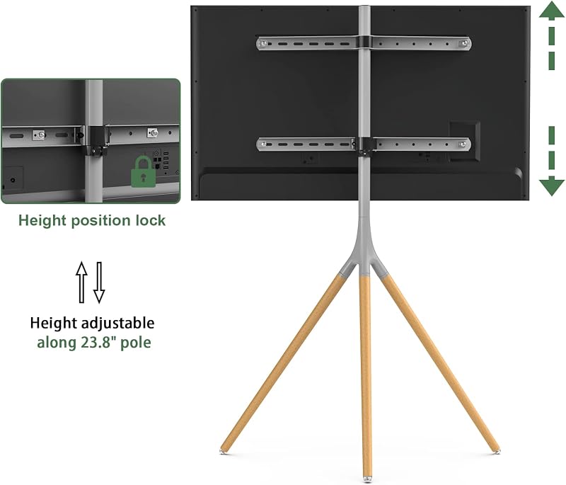 UPGRAVITY Gray TV Easel Stand with Tripod Base for 45-65 inch Screens image 5