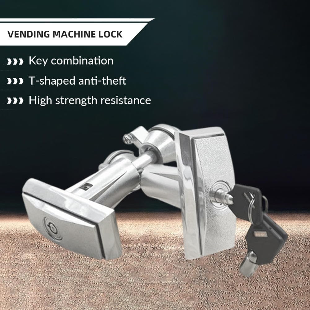 IYUNMEI Vending Machine Key,Half Zinc and Half Aluminum T-Shaped Non Universal Anti-Theft Lock Core Handle Automatic Water Vending Machine Lock,Suitable for Coin Operated Game Machines,Etc