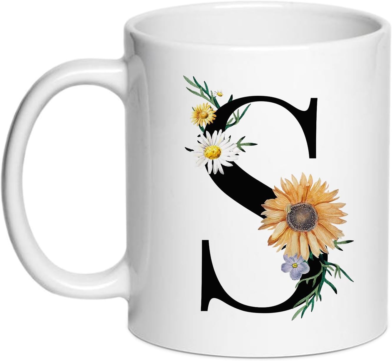 Personalized S Gifts Coffee Mugs - Monogrammed Gift Tea Cup for Women, Birthday Christmas Gift for Her Wife Mother Day Grandma Girlfriend Friend Friendship, Bride Bridesmaid (S)