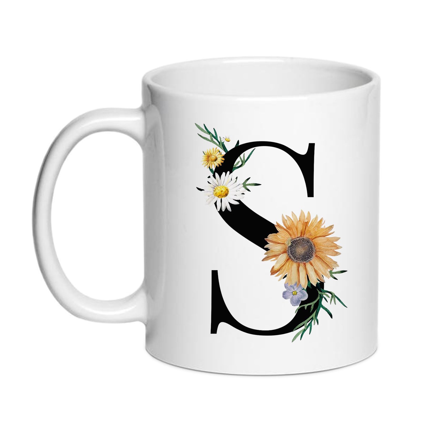 Personalized S Gifts Coffee Mugs - Monogrammed Gift Tea Cup for Women, Birthday Christmas Gift for Her Wife Mother Day Grandma Girlfriend Friend Friendship, Bride Bridesmaid (S)