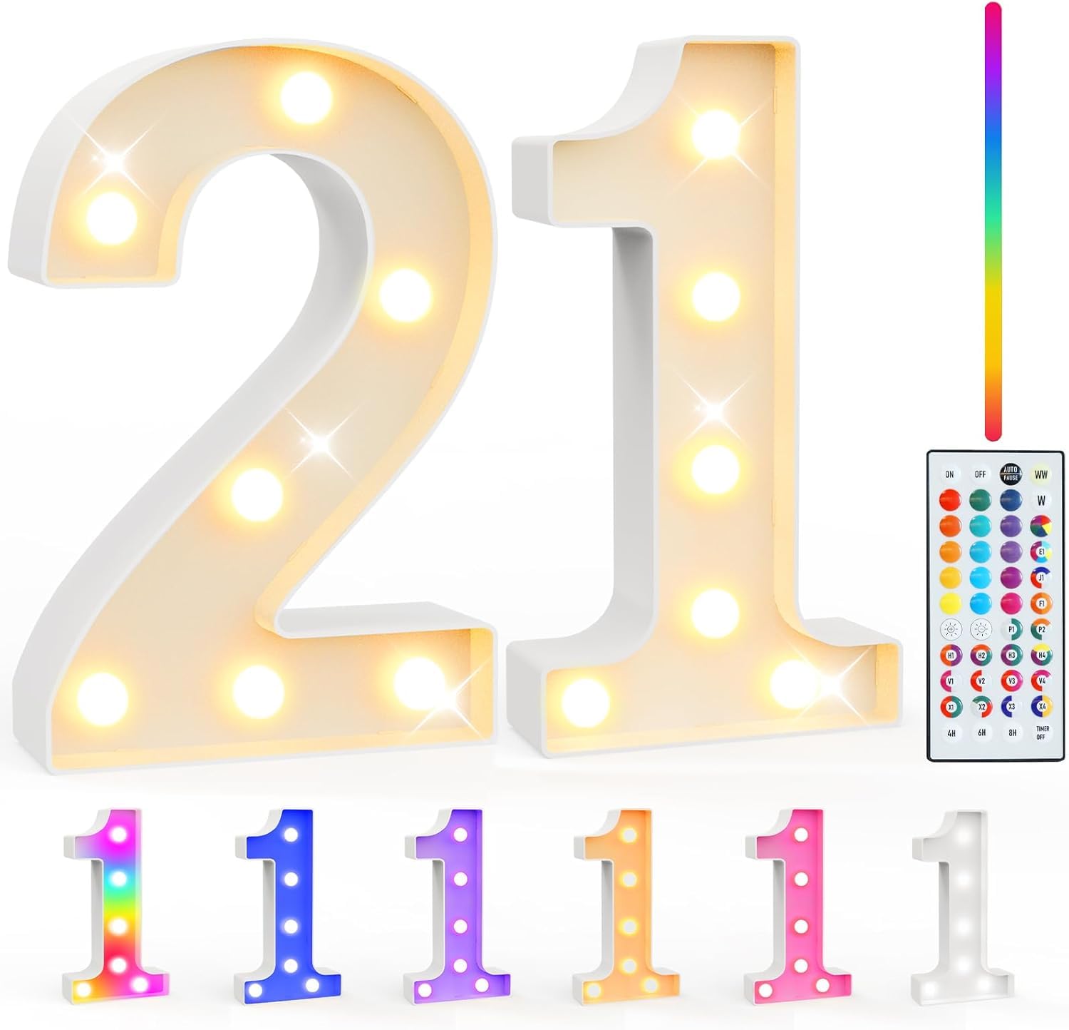 Ledido 35 Farben Led Leuchtzahlen Buchstaben für Happy Birthday deko, Party deko, Hochzeitsdeko, Leuchtschilder für bar Geburtstage, Batteriebetriebene, Desktop Wandtischdeko