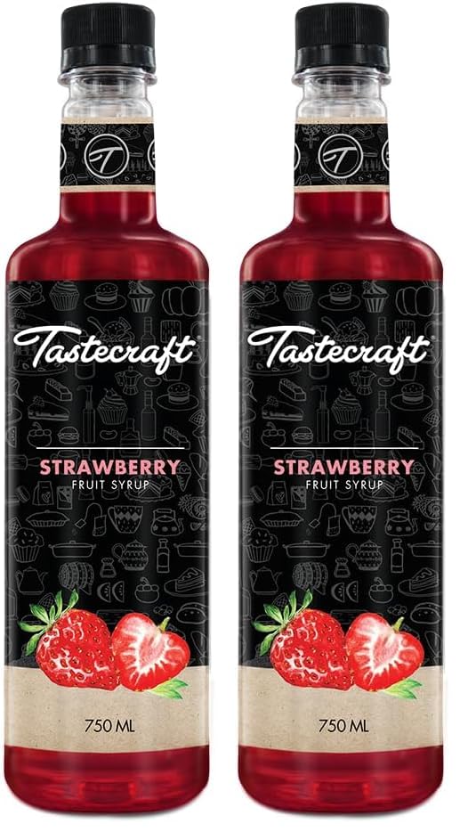 Tastecraft Strawbery Fruit Syrup 750ml [Exotic Ingredients, Naturally Infused, Authentic Taste] (Pack of 2)-image-48