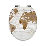 Fanmitrk Toilettendeckel, WC Sitz mit Absenkautomatik, Klobrille aus Holz, Klodeckel mit Motiv, Toilettensitz Einfache Montage (Karte)