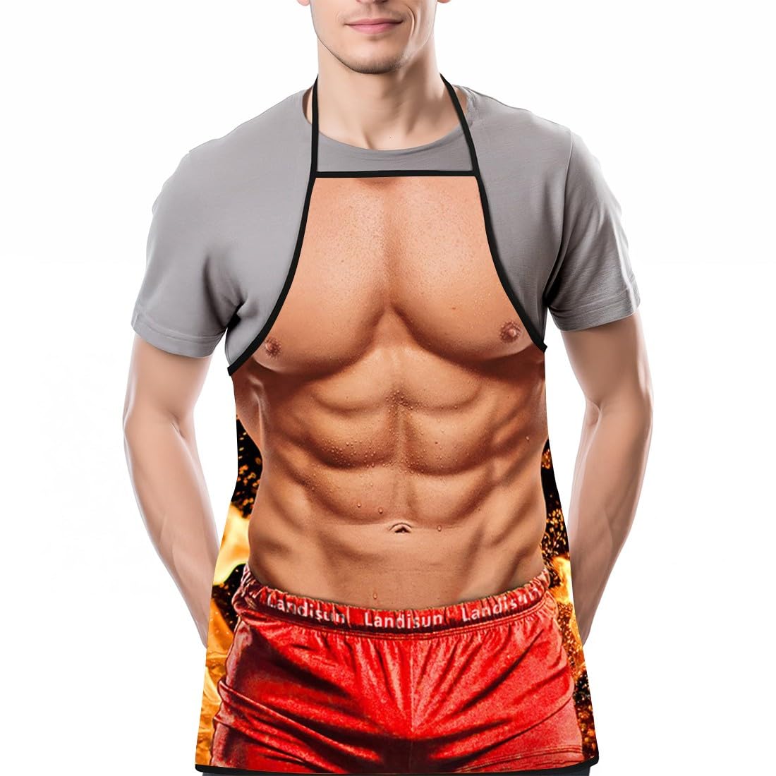 KUMSODE Delantal Cocina Hombre Delantal Hombre Divertido Chef Delantal, Sexy Delantal de Cocina Hombre en Bañador Regalo Divertido para Novio Marido