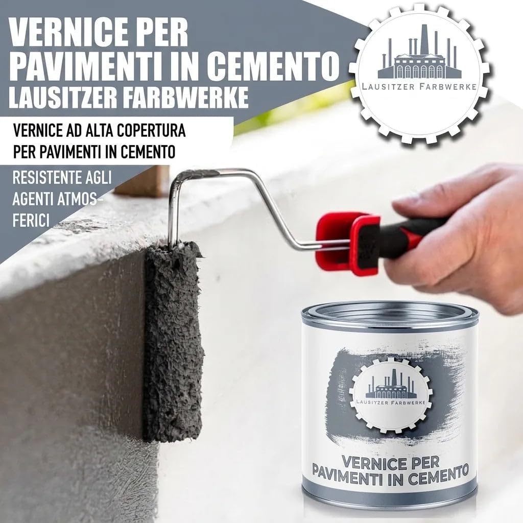 Vernice per pavimenti in cemento, pittura per facciate tradizionale per supporti minerali (pietra, muratura, cemento, facciata, intonaco, calcestruzzo ecc.) – selezione colori (1 L, grigio argento (RA
