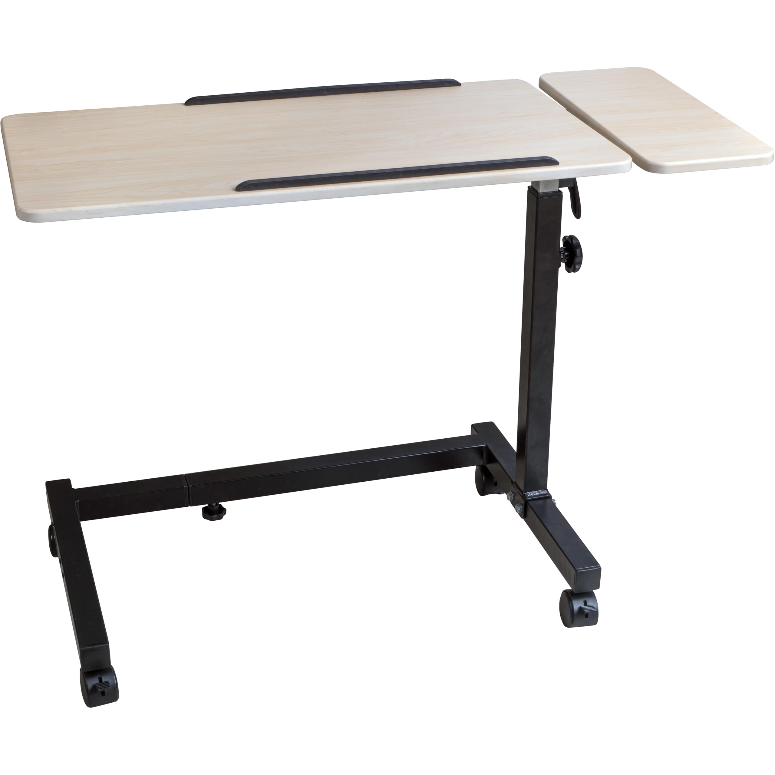 Sigmade Recliner Table, Over The Bed Table with Wheels, Adjustable Width & Height, with Split-Tilt Design & 4 Caster Wheels with Brakes (Black Base &