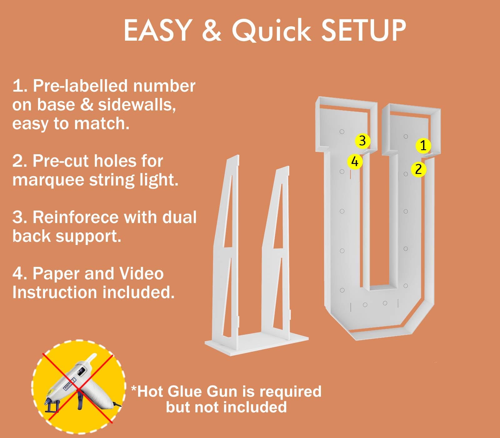 4FT Marquee Light Up Letters, Large Marquee Letters, Mosaic Balloon Frame Letters Big Letters for Engagement Wedding Decorations Birthday Party Backdrop Decor, Balloon Arch Kit Letter U