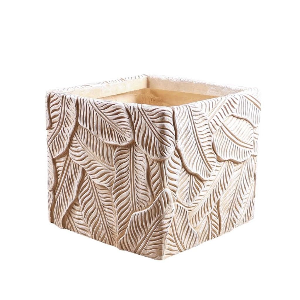 GELASIGE Flower Pots Creative Magnesium Mud Square Flower Pot Home Thickened Living Room Floor Green Plant Flower Pot Outdoor Flower Pots