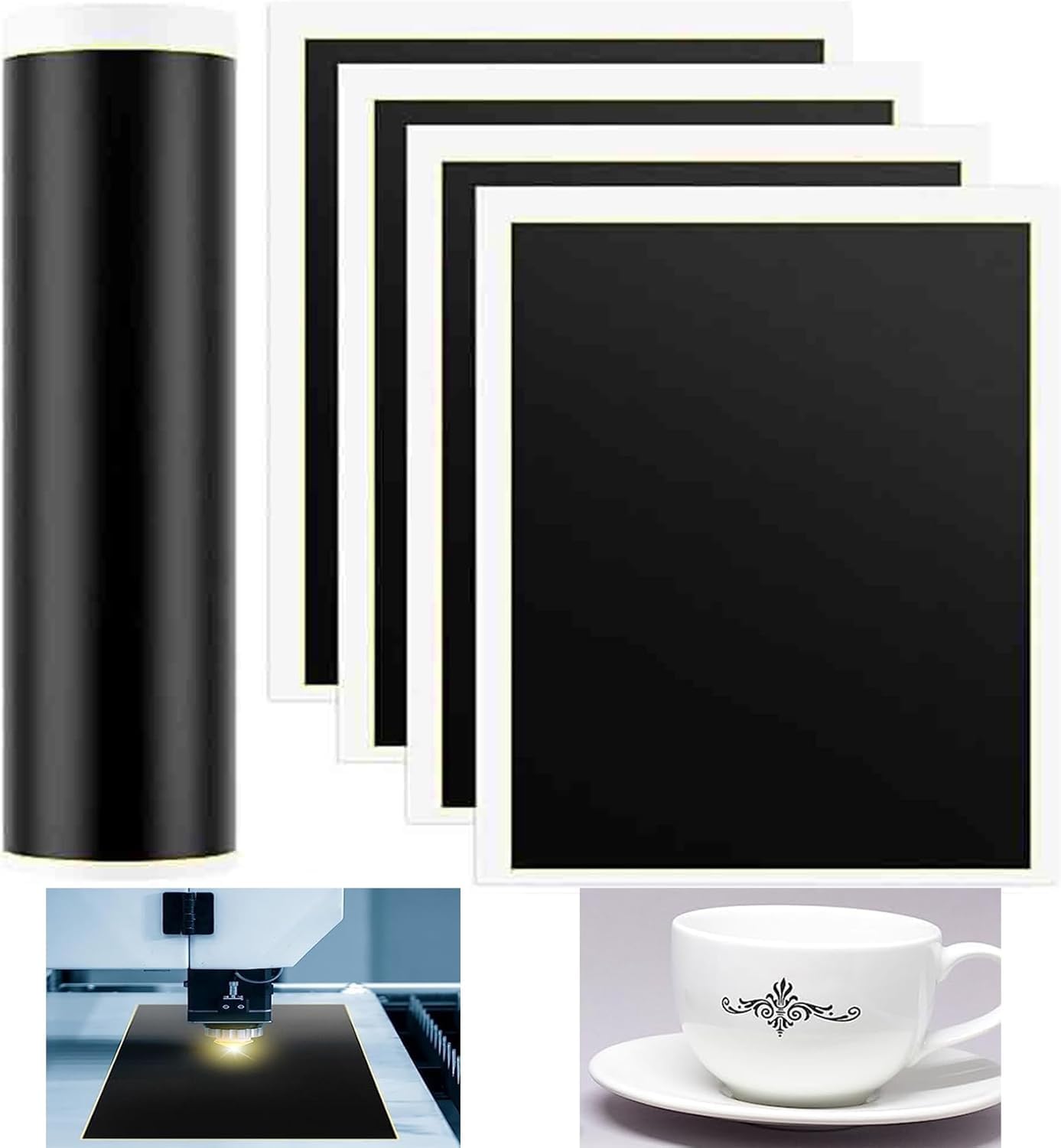 Kafei 4 unidades de papel de grabado negro, 39 x 27 cm, papel de grabado de color, apto para metal, vidrio, cerámica
