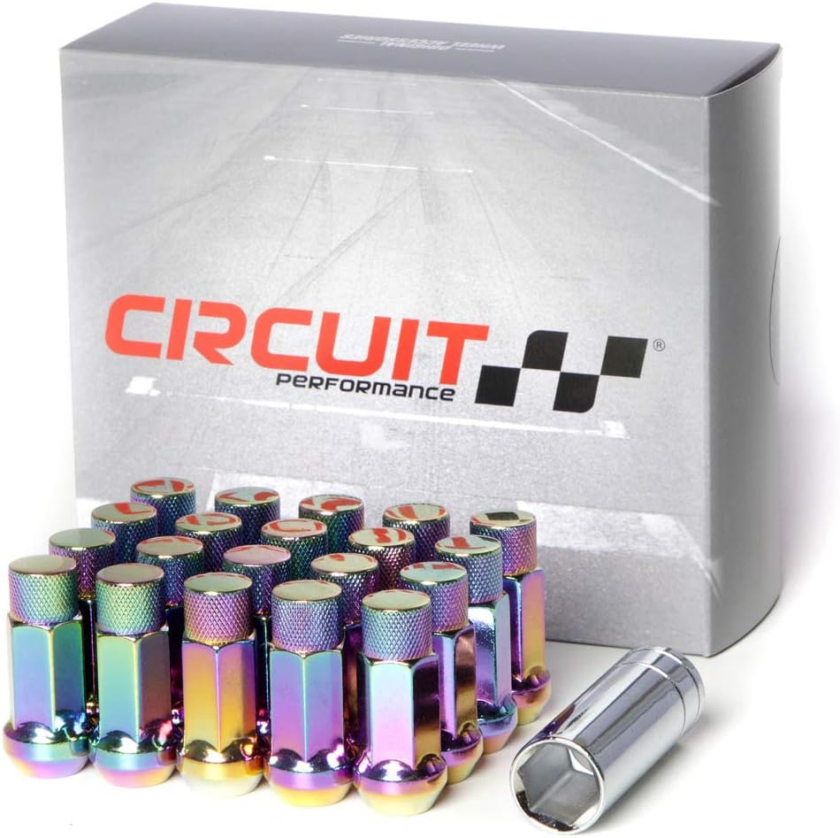 Circuit Performance Forged Steel Extended Hex Lug Nut for Aftermarket Wheels: 12x1.5 Neo Chrome - 20 Piece Set + Tool