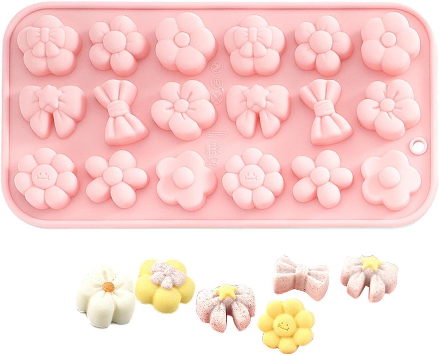 1pc 18 Cavity Flower Bow Silicone Mold for Chocolate Candy Mini Cakes Butter Cupcake Muffin Sugarcraft Jelly Gummy Cookie Brownie Dessert Soap Candle Wax Ice Cube Tray Clay Resin Making Mold-image-19