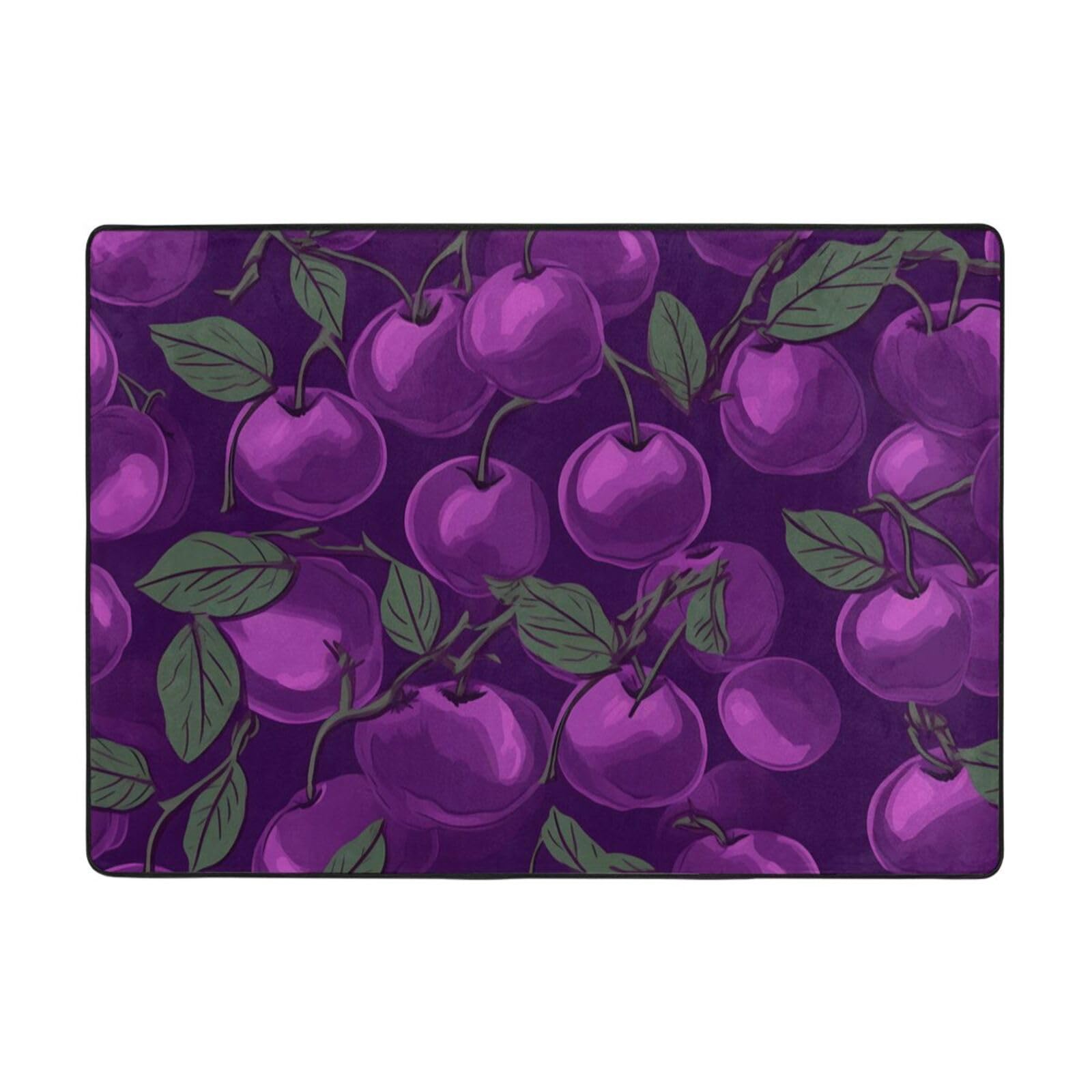 Tapis prune violet 203,2 x 147,3 cm avec grand motif floral abstrait
