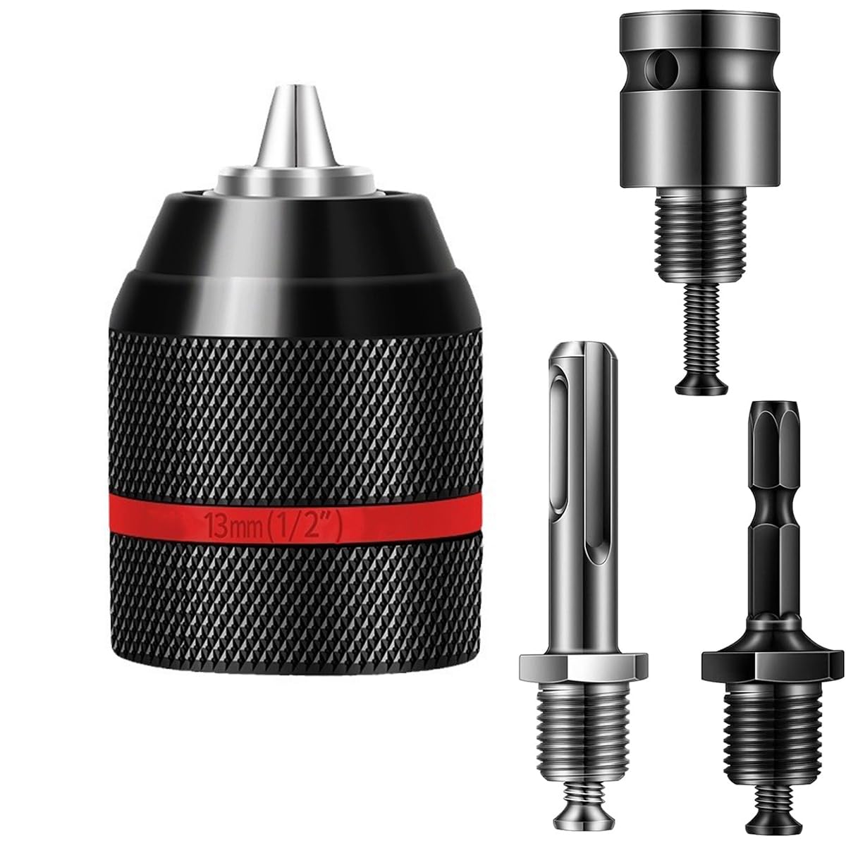 Serplex® 1-13mm Keyless Drill Chuck Adapter Kit 1/2"-20UNF with SDS-Plus Shank 1/4" Hex Shank 1/2" Socket Square Adapter fits Rotary Hammer/Impact Wrench/Impact Screwdriver (B0D91D7JXR) Amazon Price History, Amazon Price Tracker