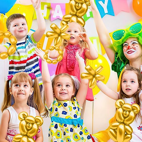 Image of 100Pcs Gold 260 Balloons, Long Balloon for Tying Balloon Arch, Latex Animal Long Skinny Twisty Magic Balloon Twisting Kit for Thanksgiving Halloween Christmas Valentines Day Party Decorations Supplies