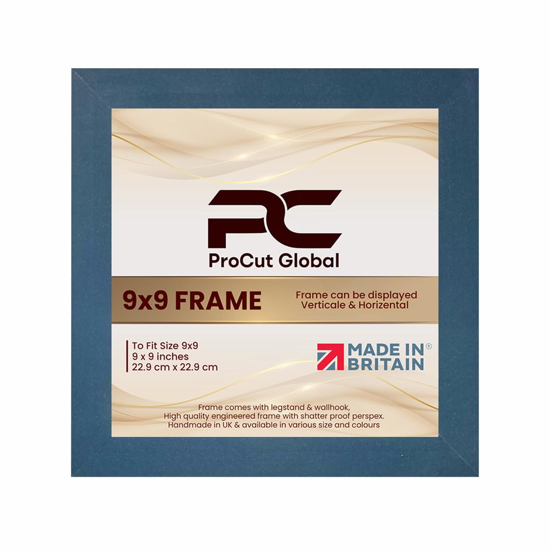 Procut Global 9X9 Navy Blue Picture Frames – Sleek Wooden Photo Frame with Shatterproof Perspex for Wall or Tabletop – Perfect for Posters, Certificates, Prints–Multiple Sizes & Colors Available