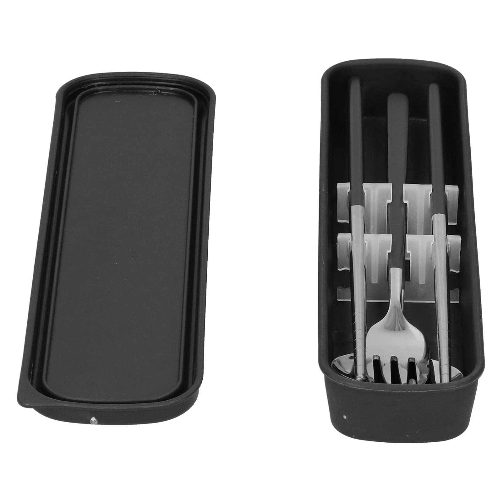 Posate portatili in acciaio inossidabile, set di tre pezzi, con cucchiaio, forchetta e bacchette, set di bacchette resistenti, set di posate riutilizzabili con scatola, utilizzate in casa, sala da