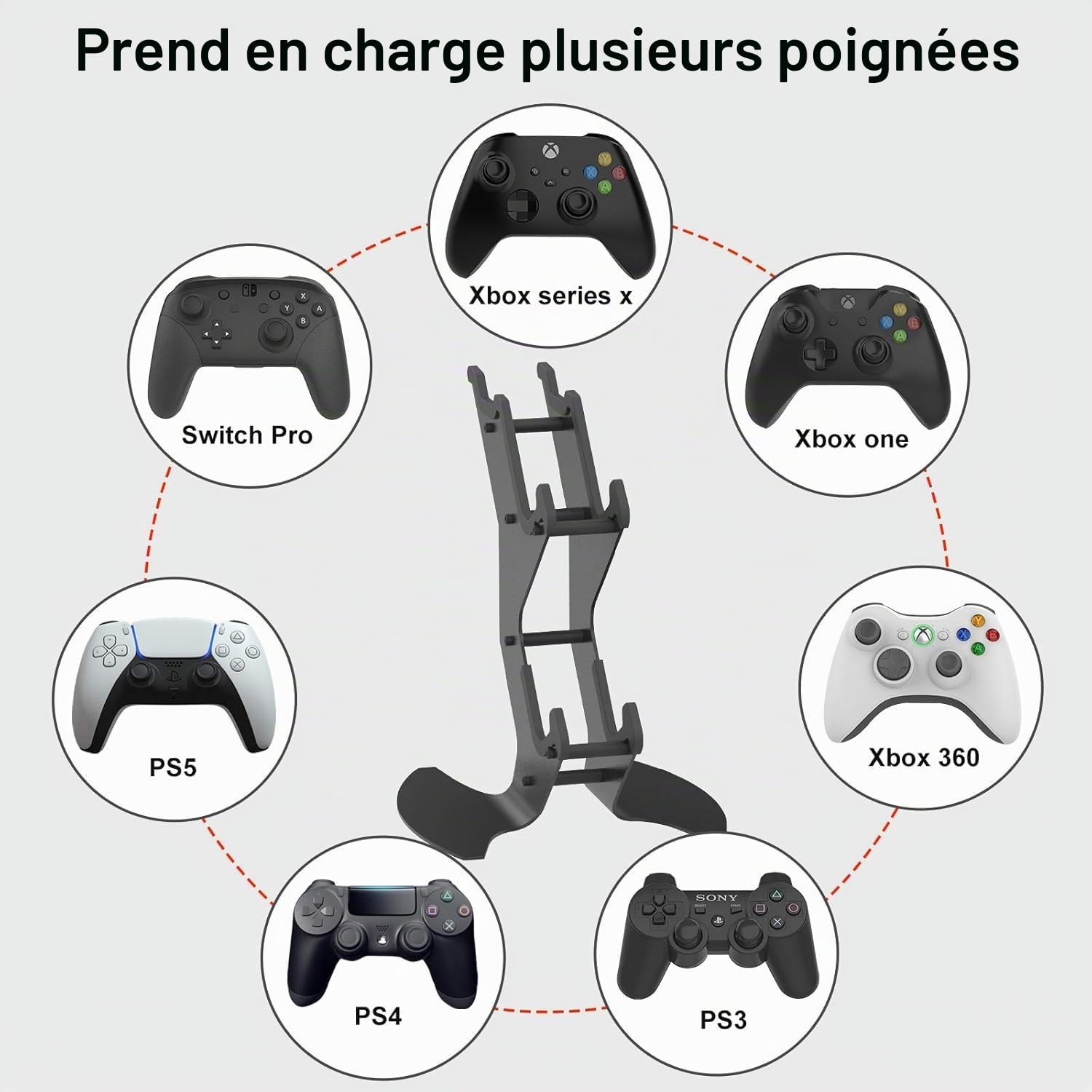 NBCP Support de Manettes de Jeu, Porte de Casque de Manettes pour Xbox Series x/Xbox One / PS5 / PS4 / Switch, Accessoires de Contrôleur de Jeu en Métal Aluminium
