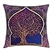 Ambesonne Ethnic Throw Pillow Cushion Cover, Tree with Curved Leafless Branches Middle Eastern Moroccan Arch Retro Art Design, Decorative Square Accent Pillow Case, 26