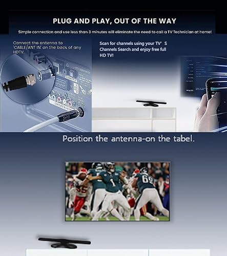 Miniatura 3 de Antena de TV digital amplificada para interiores el mejor amplificador potente, amplificador de señal y tiene un rango de hasta 200 millas,