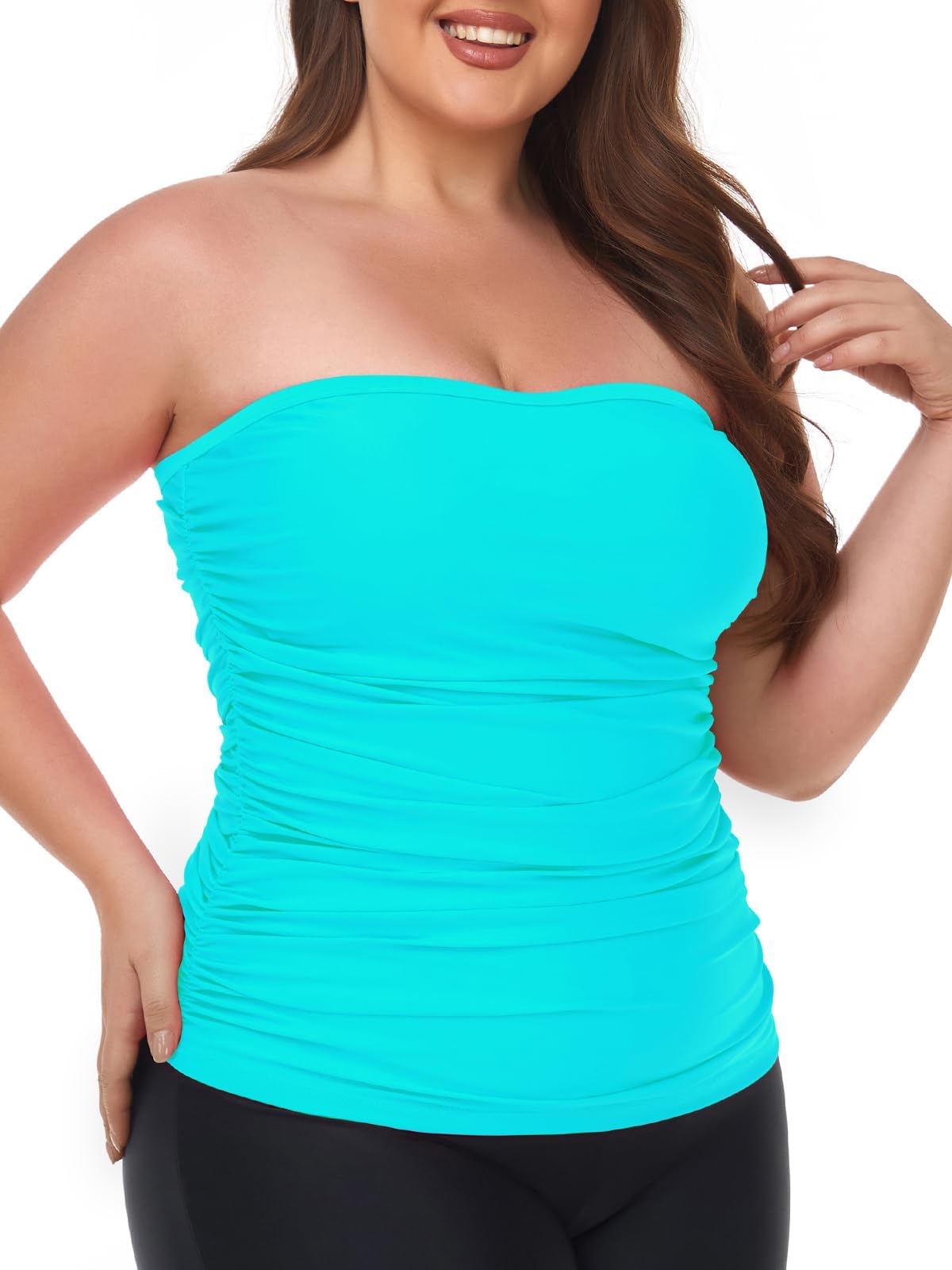 Ocean Blues Damen Bandeau Tankini-Oberteil mit Bauchkontroll-Effekt | Bade-Oberteil ohne Träger