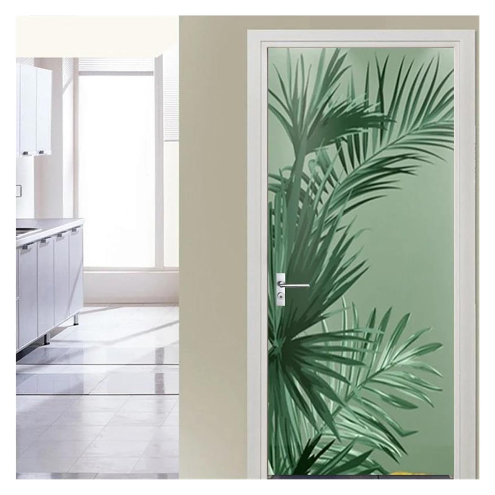 Sticker de porte 3D 95x215cm en PVC imperméable pour salon et chambre