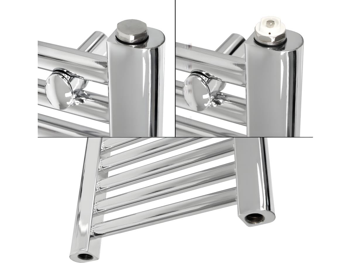 ECD Germany Radiateur Porte Serviettes Mural Radiateur Sèche-Serviettes coudé 400 x 800 mm Chrome électrique 600W
