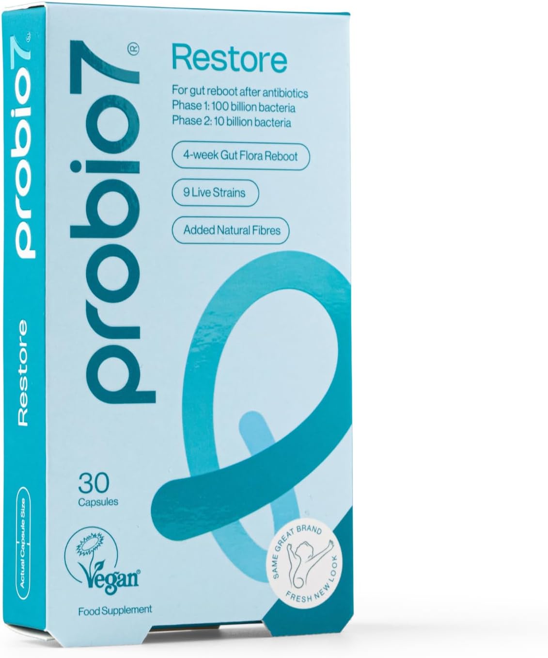 Probio7 Restore – 4-Week Gut Support for Antibiotic Recovery| 9 Live Strains | Gut Health Supplements, Probiotics for Gut Repair | 30 Vegan Capsules