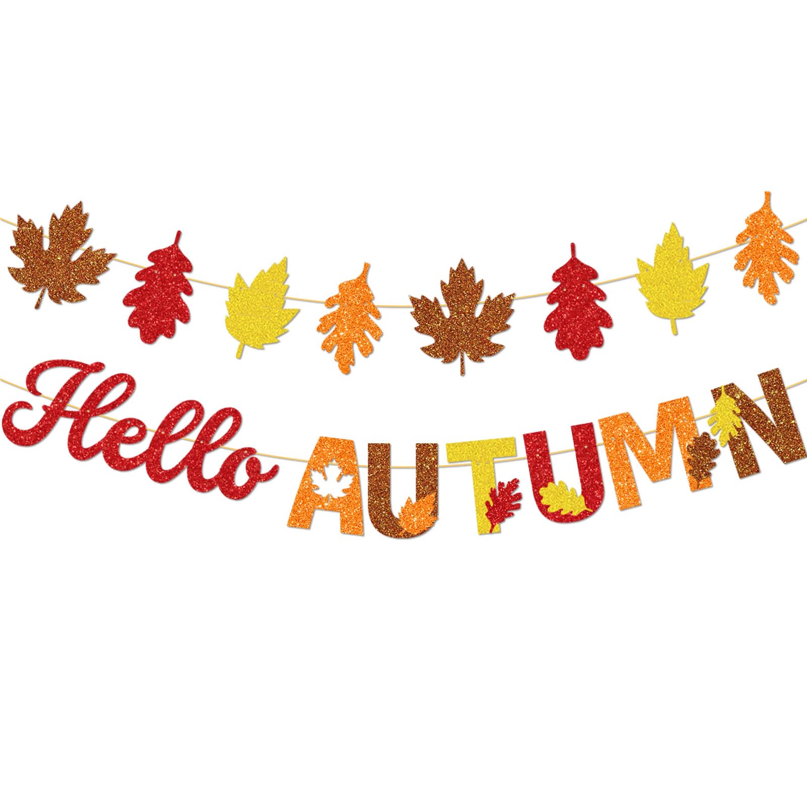 Autumn Decorations, 2Pcs Hello Autumn Banner, Harvest Festival Decorations