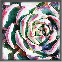 SIGNWIN Framed Canvas Wall Art Green Tippy with Red Tips Succulent Botanical Plants Watercolor Modern Art Chic Closeup Relax/Calm for Living Room, Bedroom, Office - 16x16 inches