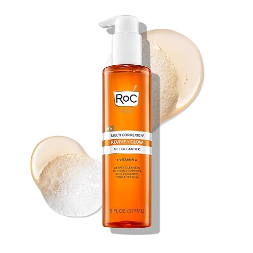 RoC Multi Correxion Revive + Glow - Limpiador facial de gel con vitamina C y ácido glicólico, 177 ml.