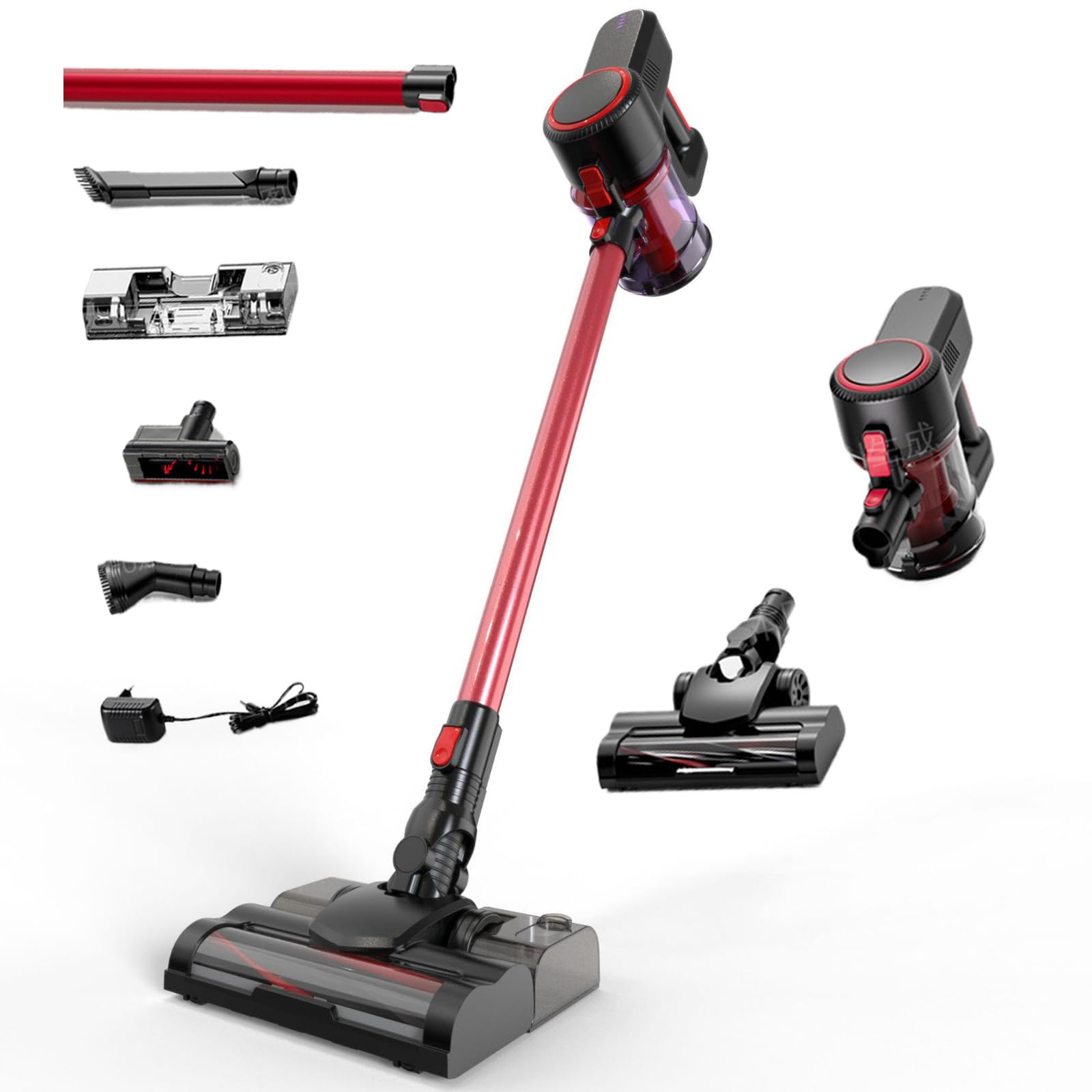Aspirador de trineo sin bolsa, aspiradora de succión potente para eliminar los ácaros, 120 W, aspirador vertical de succión y limpieza todo en uno, para suelos duros y alfombras compactas y