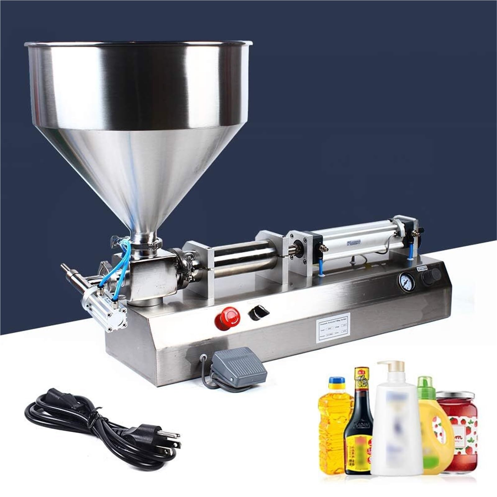 Riempitrice liquida 50-500ml, Riempitrice pneumatica a testa singola con tramoggia per creme, shampoo, cosmetici, produzione alimentare