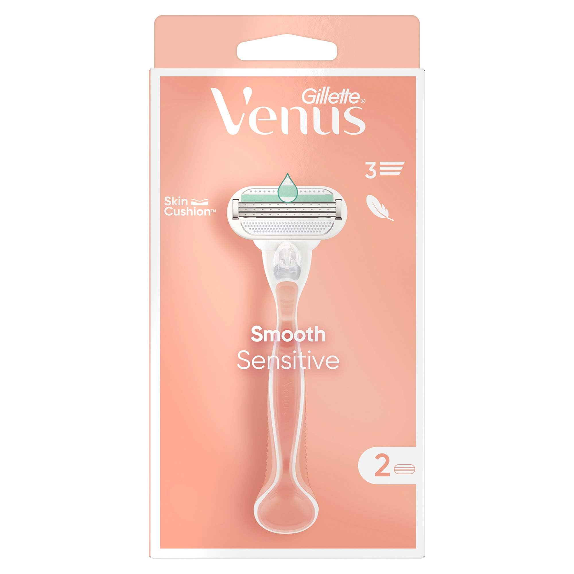 Gillette Venus Rasoir Smooth Sensitive avec 2 têtes de rechange