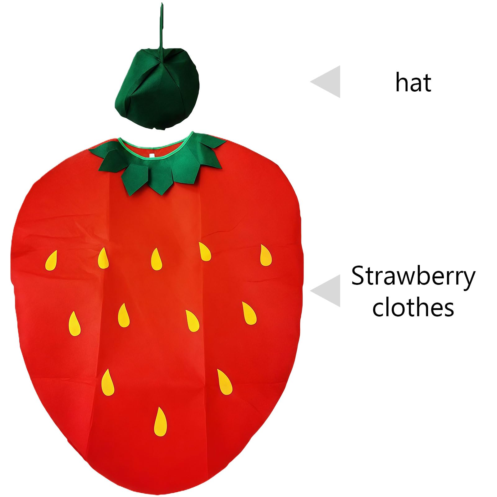 GWAWG Strawberry Costume for Adults,Strawberry Fancy Dress Outfits with Headpieces,Comfortable&Lightweight,One Size Fits Most for Halloween Themed Parties - Image 3