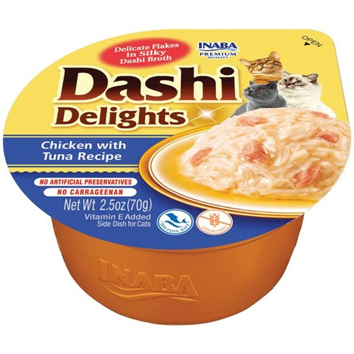 INABA Dashi Delights: Chicken with Tuna Recipe (1 x 70g) / Bits in Broth Cat Food Topping, Rich in Protein, Natural Ingredients, Delicious and Healthy, Wet Cat Food