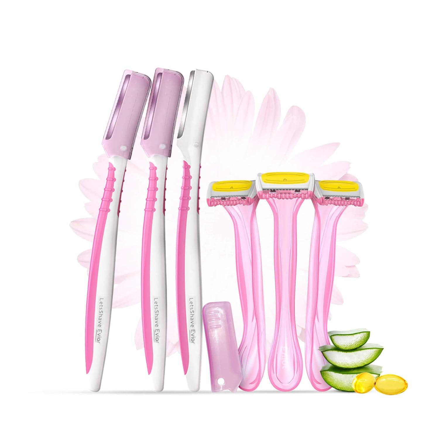 LetsShave Evior Face & Eyebrow Razor for Women and Bikini Razor for Women Combo – Pack of 3 + 3 | Razor for Sensitive Areas of Women | Facial Hair Removal LetsShave Evior Face & Eyebrow Razor for Women and Bikini Razor for Women Combo – Pack of 3 + 3 | Razor for Sensitive Areas of Women | Facial Hair Removal