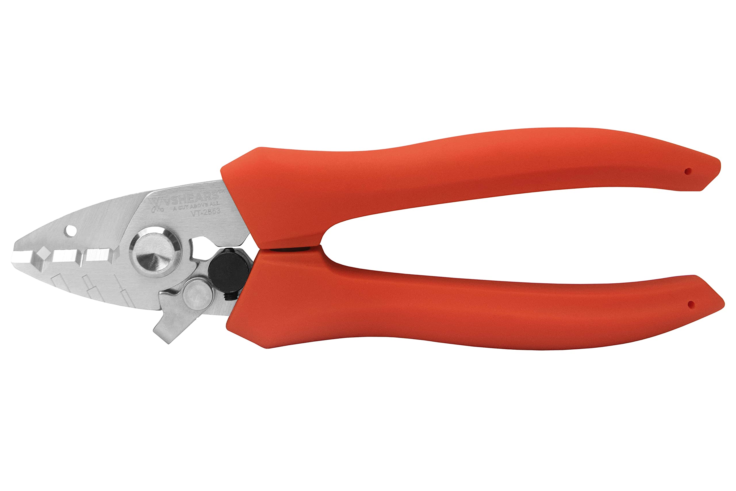 VAMPLIERS 5.5" Three Hole High Precision Fiber Optic Wire Stripper Tool. For Stripping Fiber Jacket, Buffer Coating & Micron Acrylate Coating from Fiber Core. High Carbon Alloy Steel with TPR Handles.
