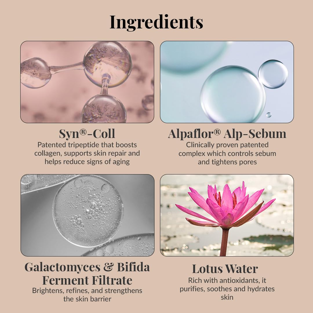 LuxaDerme Korean Pore Perfecting Face Serum with Lotus Water, Galactomyces & Bifida Ferment | Clinically Proven Patented Actives to Minimize Pores, Control Oil & Sebum, Reduce Acne & Anti-Aging | Vegan Korean Skincare for Men & Women | 30 ml 3