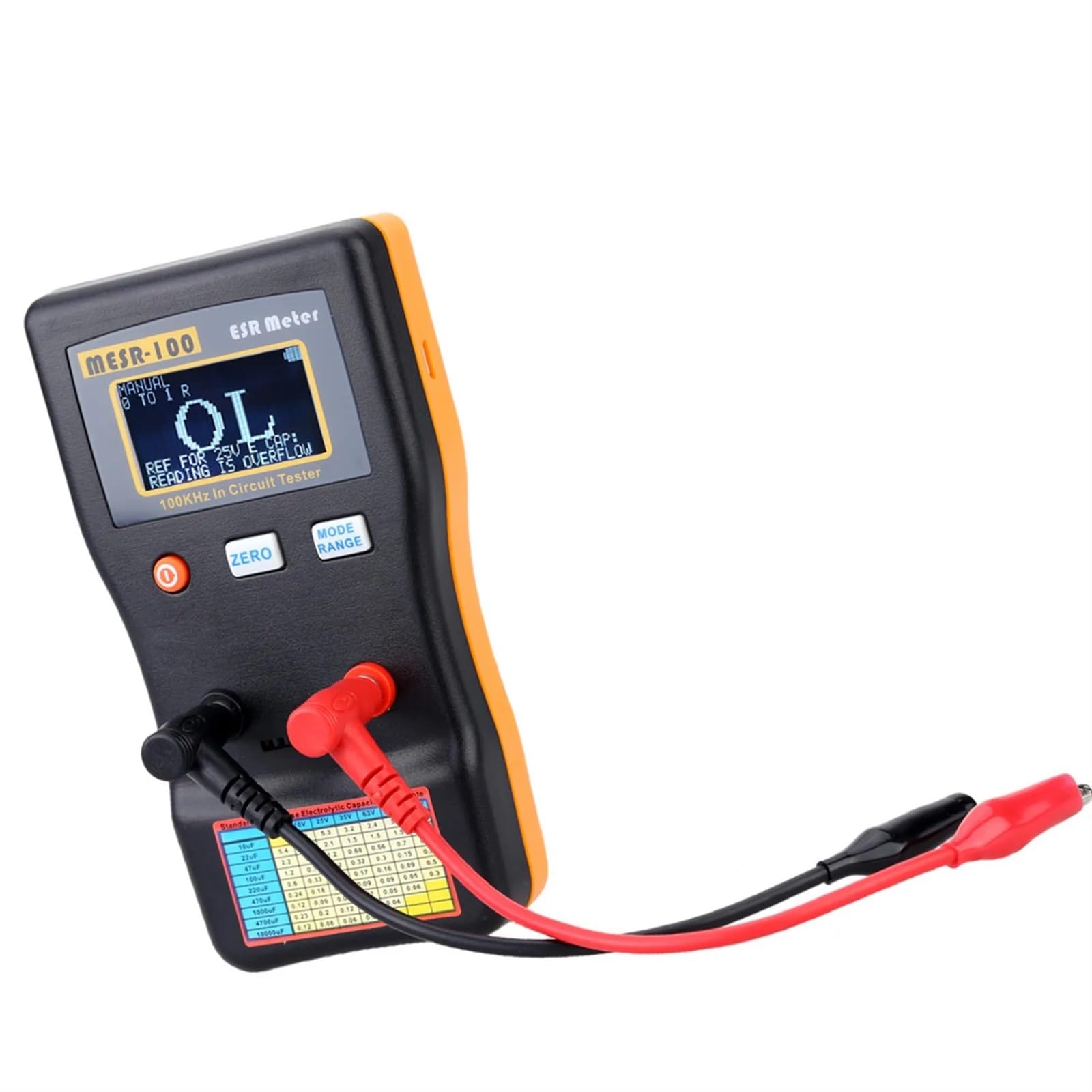 LCR-Messgerät, MESR-100 ESR-Kapazitäts-Ohmmeter, professionelle Messung des Innenwiderstands Kondensatorkapazitäts-Schaltkreistesters(MESR-100)