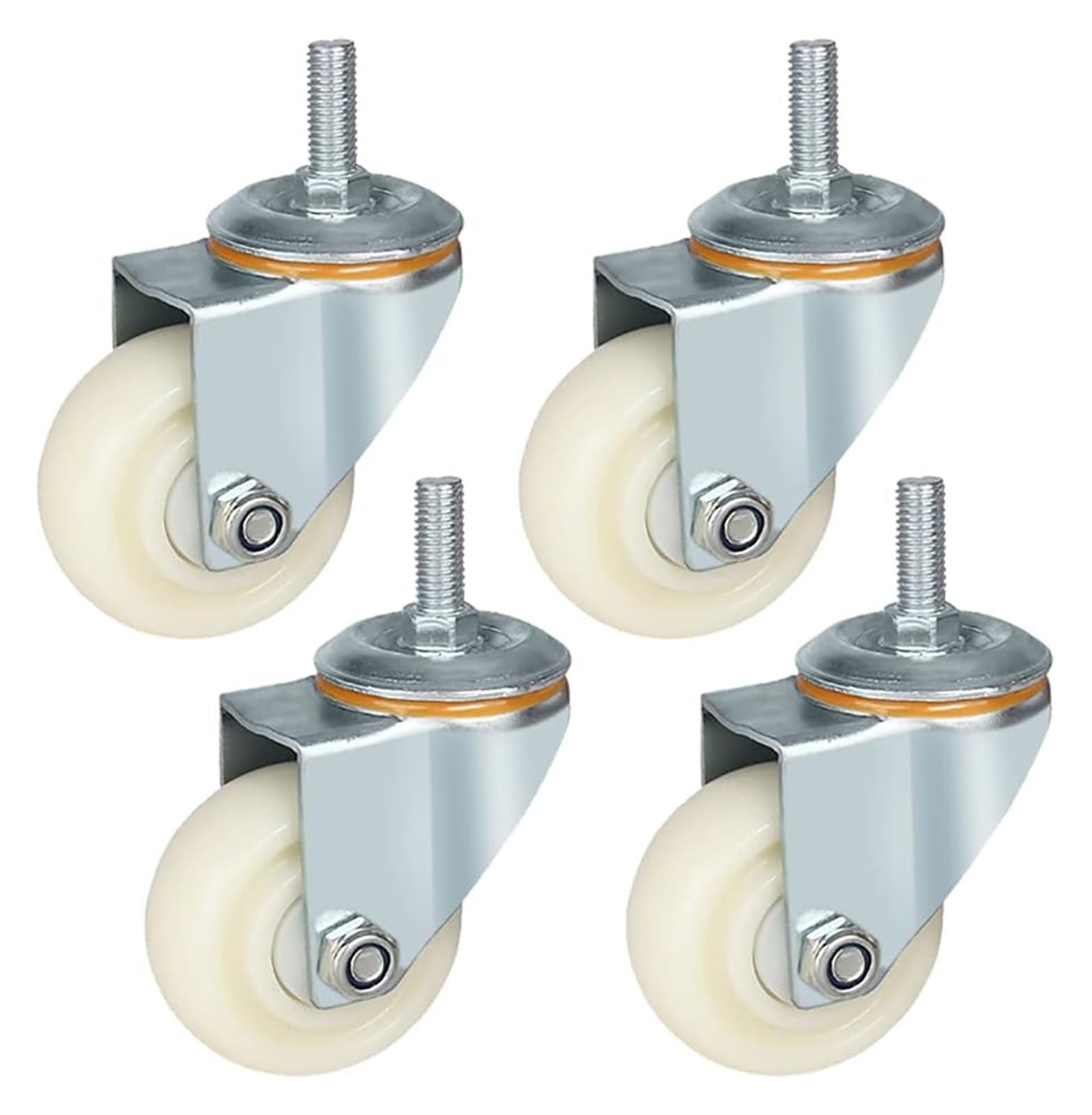 Lenkrollen Möbelrollen 50 mm Nylon M12 Lenkrolle mit Bremse Möbel Werkbank Industrierollen 4er Set(Swivel,75MM)